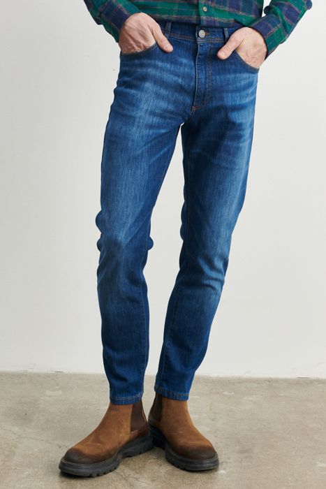 AC&Co - Pantalon Jean Denim Bleu Marine - Slim Fit - 5 Poches