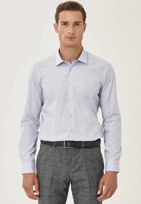 AC&Co - Chemise en coton bleu clair - coupe cintrée