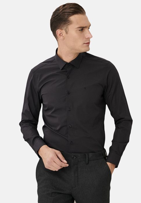 AC&Co - Chemise noire en coton - coupe slim