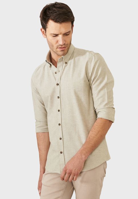 AC&Co - Chemise Kaki -  Slim Fit - Col Boutonné