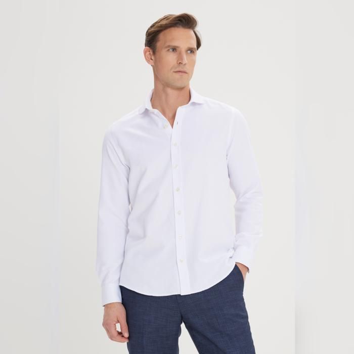 AC&Co - Chemise blanche basic -  coupe slim à col italien