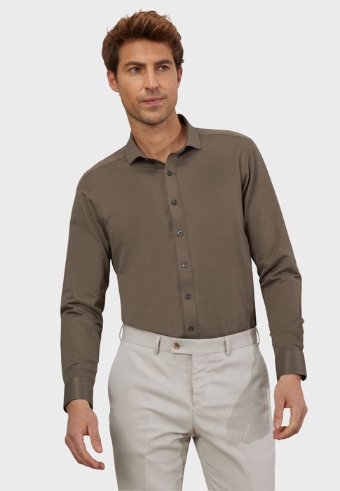 AC&Co - Chemise Kaki basique - coupe slim à col italien