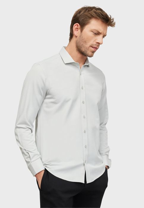 AC&Co - Chemise Vert Menthe basique - coupe slim à col italien