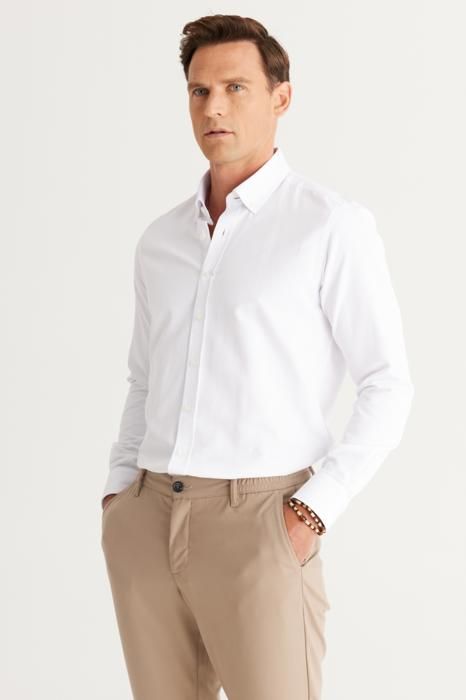 AC&Co - Chemise Blanche Oxford - Slim Fit - Col Boutonné