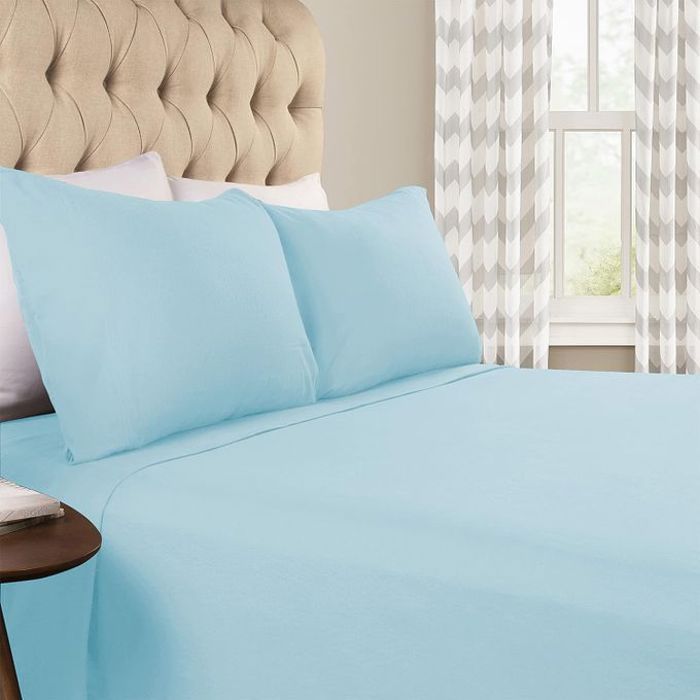 Pack Draps: 1 Taie d’oreiller + Drap housse+ Drap plat 120x190 cm Bleu ciel - DWIRTY