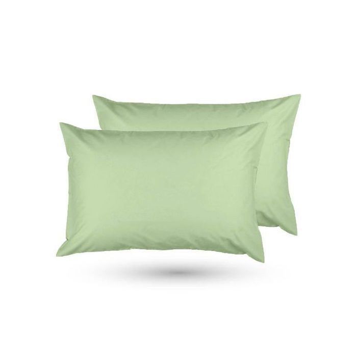 2 Taies D'oreiller Uni Vert 50 x70cm - Doux & Anti-allergique