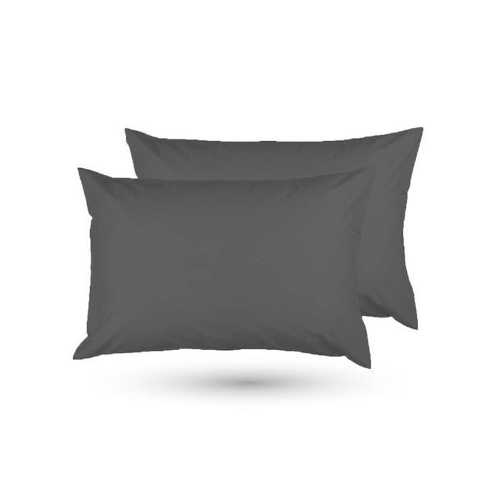 2 Taies D'oreiller Antiallergique Uni Gris Foncé  (50x70cm) -DWIRTY