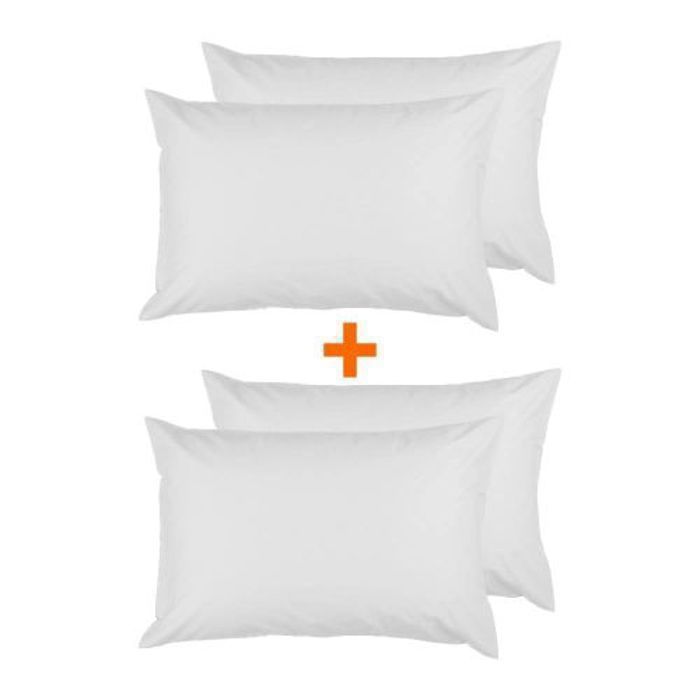 Pack 4 Taies D'oreiller Antiallergique  Uni  Blanc - DWIRTY