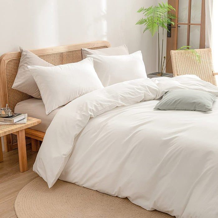 Dwirty – Housse de couette élégante blanche – 240x260 cm – 2 places – 2 taies offertes – Confort doux