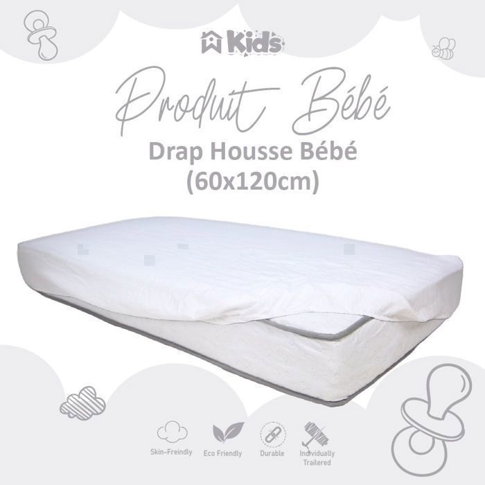 Drap housse antiallergique pour bébé-Blanc-DWIRTY