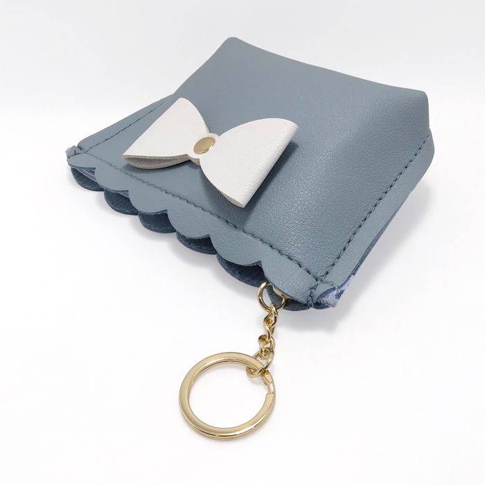 MUMUSO Porte-monnaie zippé à volants (noeud papillon/bleu)