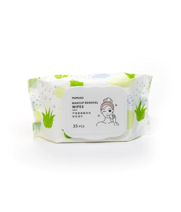 MUMUSO 35 Lingettes Démaquillantes Auto-Moussantes Aux Acides Aminés et l'Aloès.
