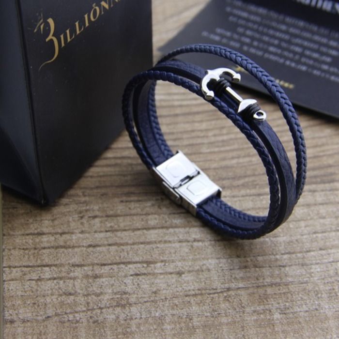 Bracelet marine bleu avec accessoires argenté