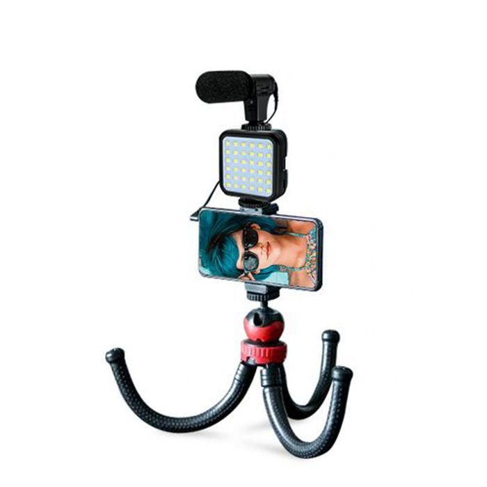 Kit Vlog de Photographie pour Téléphone avec Trépied Flexible, 36 Puissantes LED et Micro 18KHz