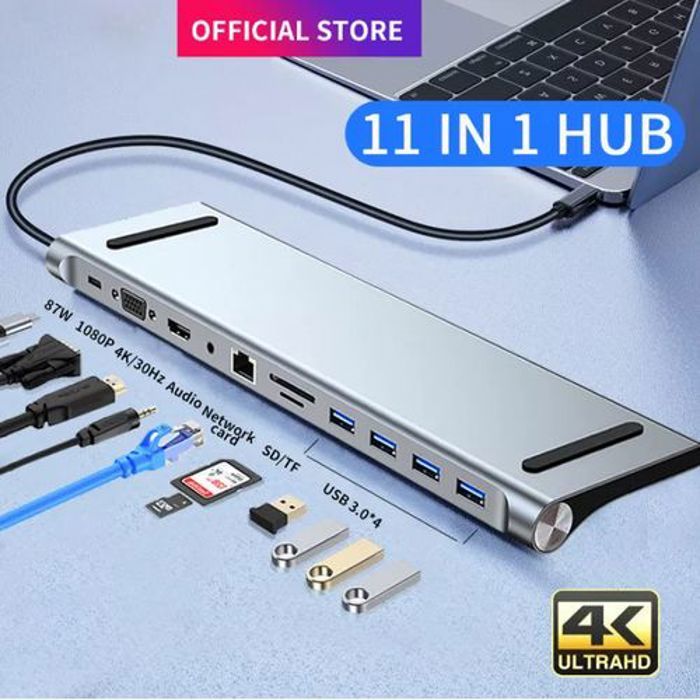 Station d'accueil Extensions Adaptateur USB 3.0 Hub 11 en 1 Type C  Connecteur Pour Macbook