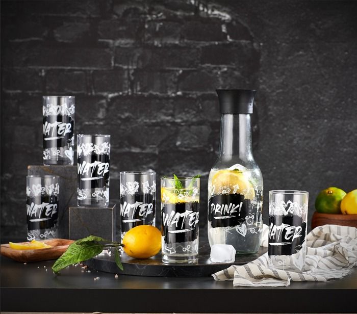 set de caraf et - verres en verre transparent