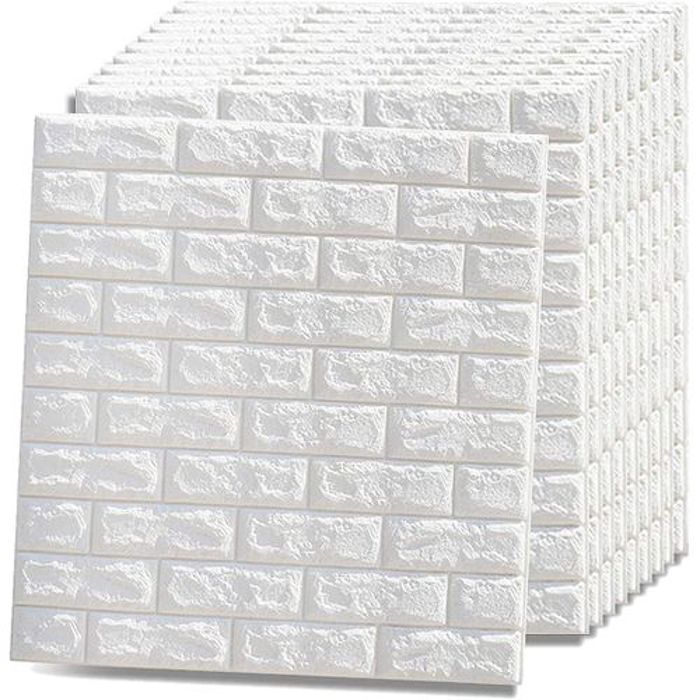 LOT 10 PCS Papier Peint 3D Brique Mural Adhésif