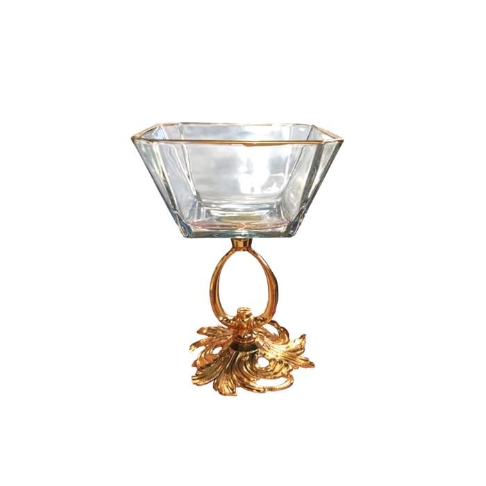 BOL EN VERRE 14 CM PRESTIGE AVEC PIED DORE