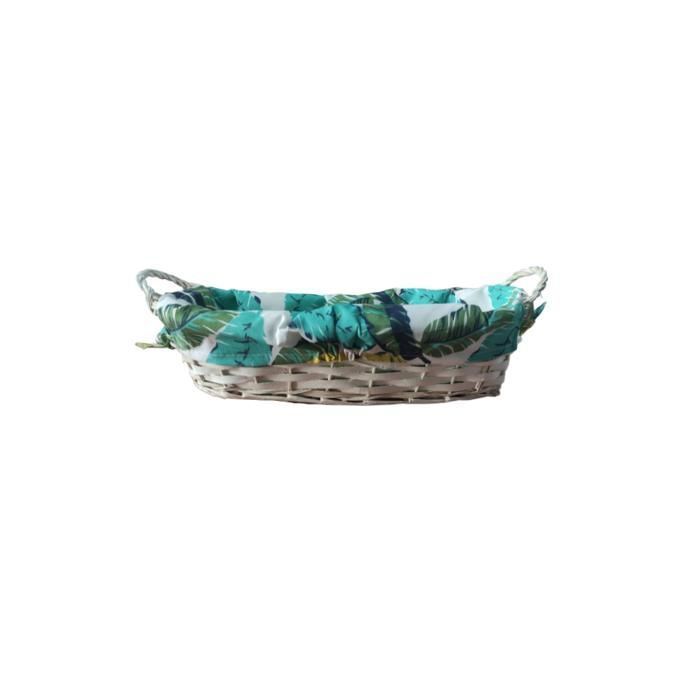 PANIER A PAIN ROND EN OSIER DOUBLURE PLUME