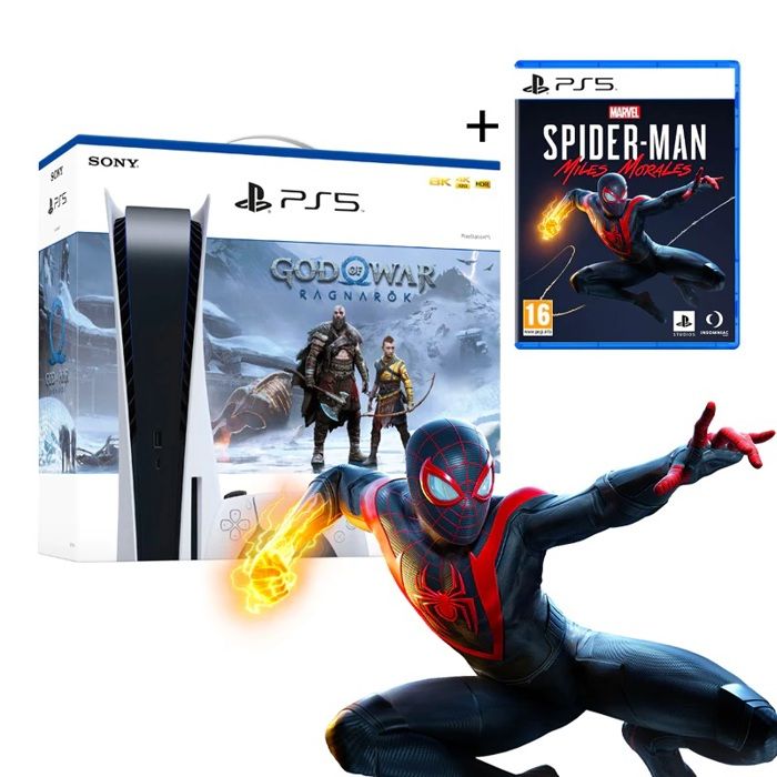 CONSOLE PS5 AVEC 2 JEUX GOD OF WAR +SPIDER MAN