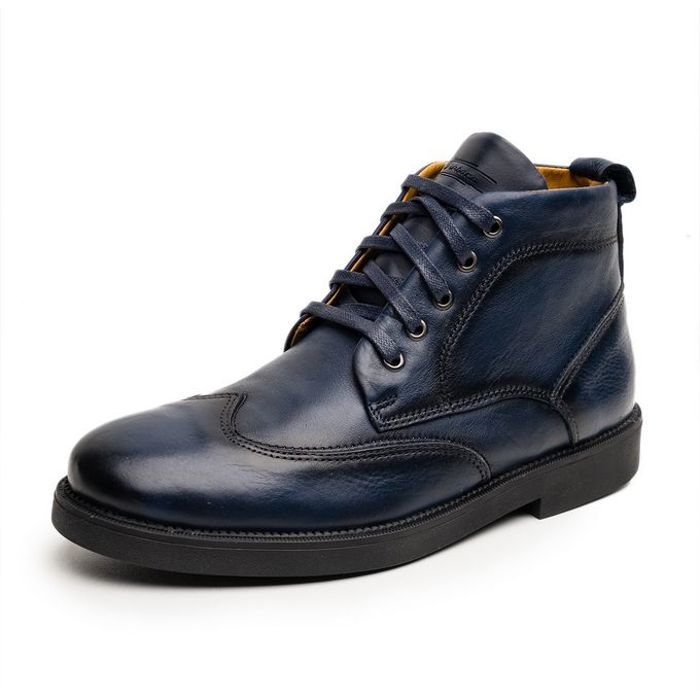 Bottine à lacet - D'URBANO - Bleu - Cuir - Semelle synthétique - Confort optimal