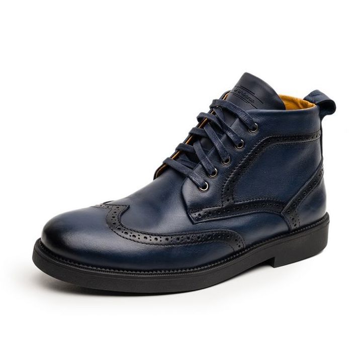 Bottine Brogue - D'URBANO - Bleu - Cuir - Lacets - Semelle Synthétique