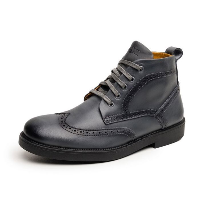 Bottine Brogue à lacet en cuir - Gris