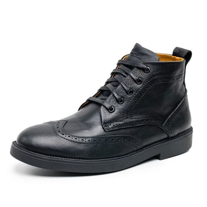 Bottine Brogue à lacet en cuir - Noir