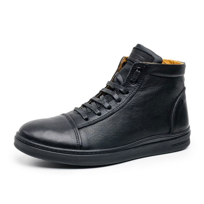 Basket à lacet - D'URBANO - Cuir - Noir - Confort - Style tendance
