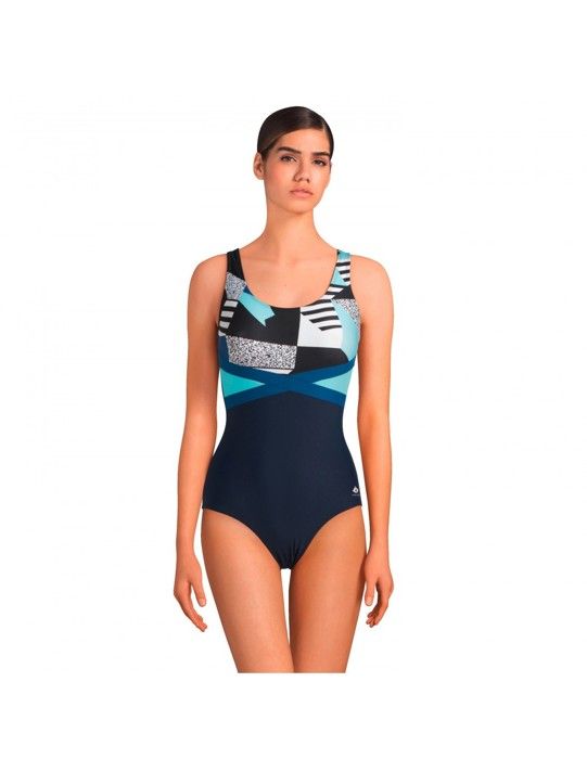 MAILLOT DE BAIN FEMME KABY BL 200 AOP 1PC BLEU