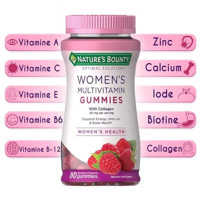 Multivitaminés pour Femmes, Solutions optimales, Soutien énergétique 80 Gummies - Made in USA