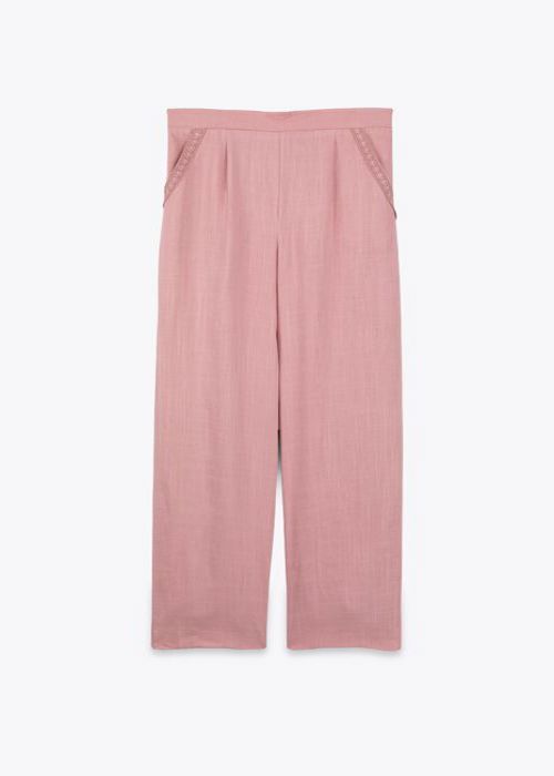 PANTALON CROP AVEC DENTELLE