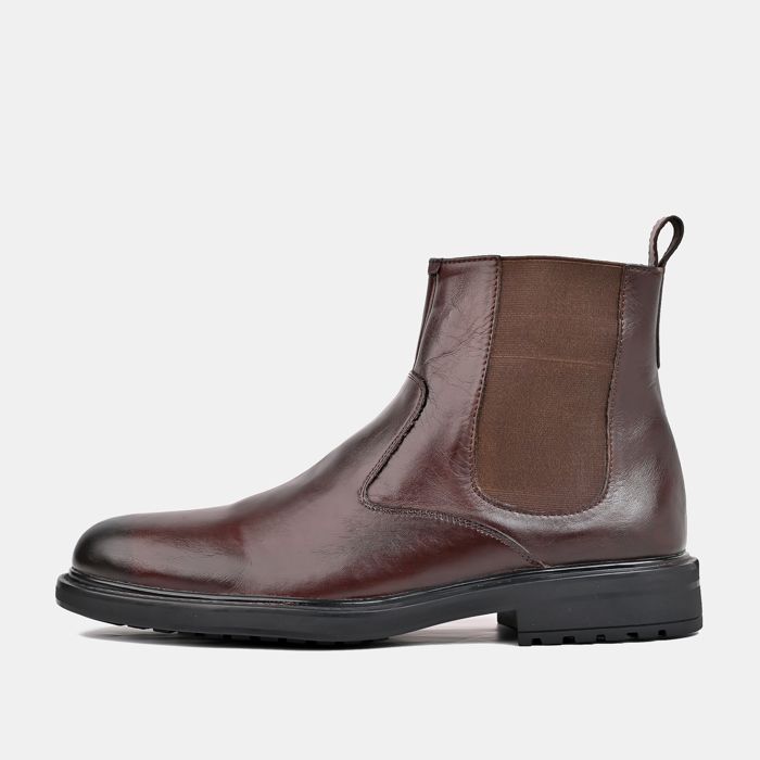 BOTTINE EN CUIR BORDEAUX