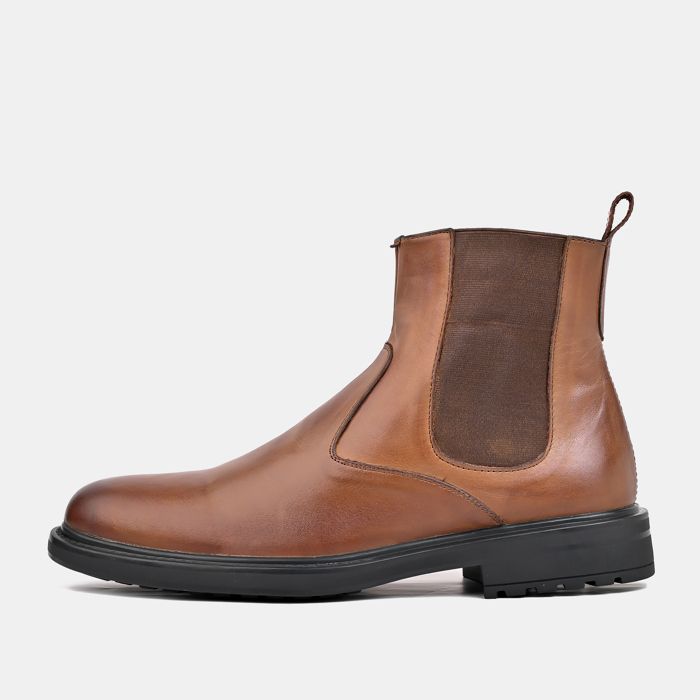 BOTTINE EN CUIR TABAC
