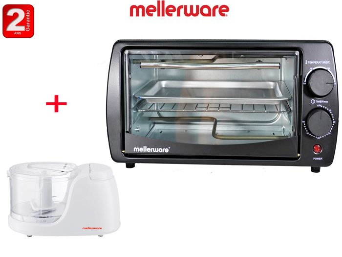 Four électrique MOV 10L  noir multifonction haut qualité+Hachoir chopper électrique 360ml  - double lames-2ans de garantie