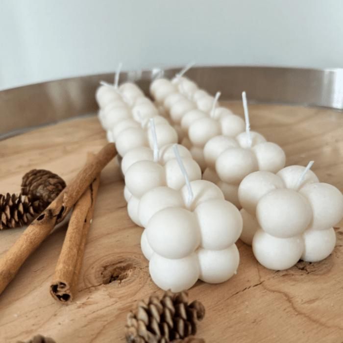 Bougie Mini Bubbles Blanche -  Set de 4