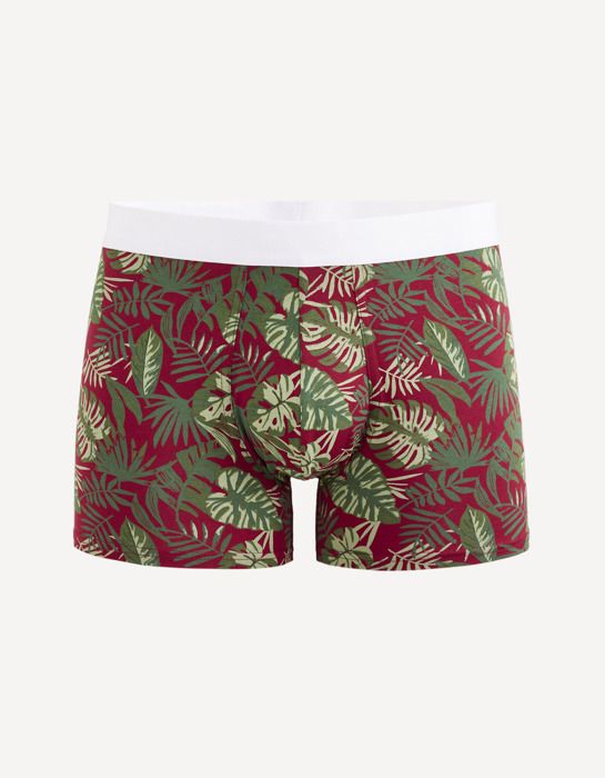 Boxer en coton stretch feuille tropicale