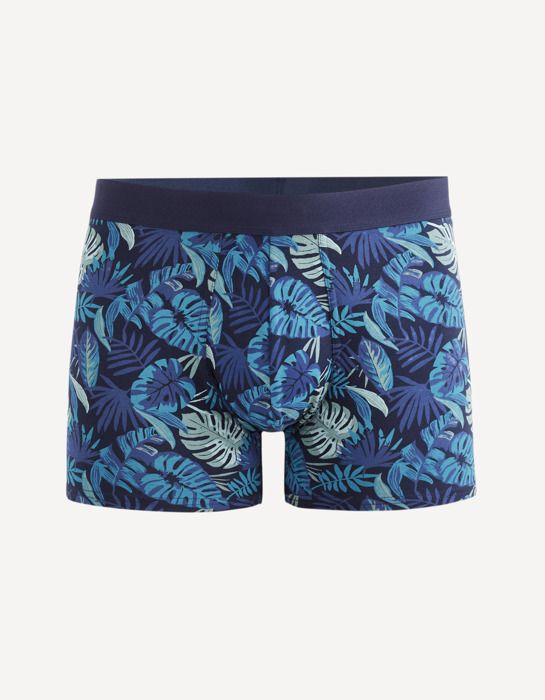 Boxer en coton stretch feuille tropicale
