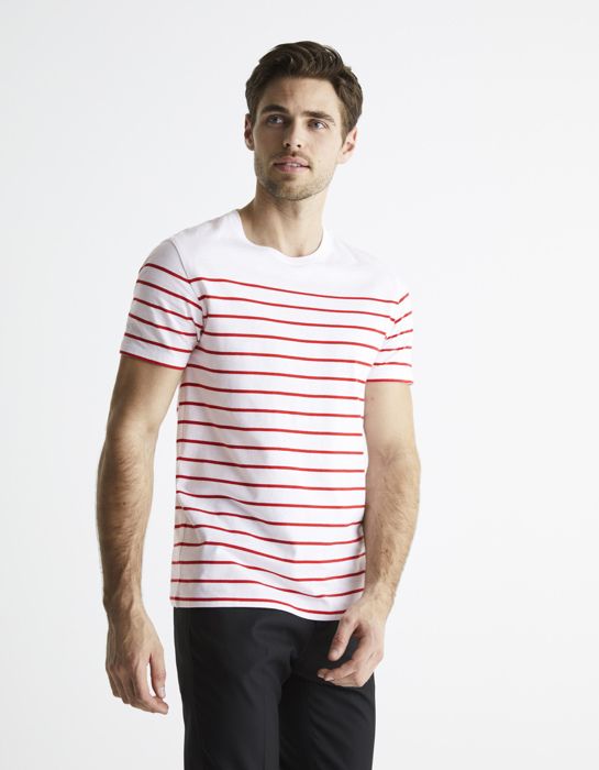 T-shirt col rond marinière 100% coton
