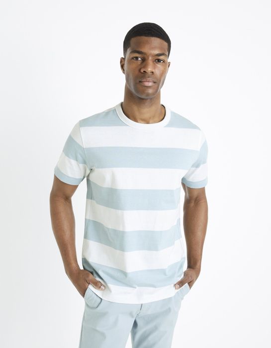 T-shirt col rond 100% coton marinière
