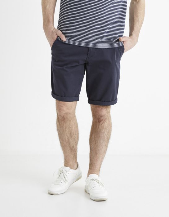 Bermuda - CELIO - Chino - Coton stretch - Couleur NAVY - Pour homme