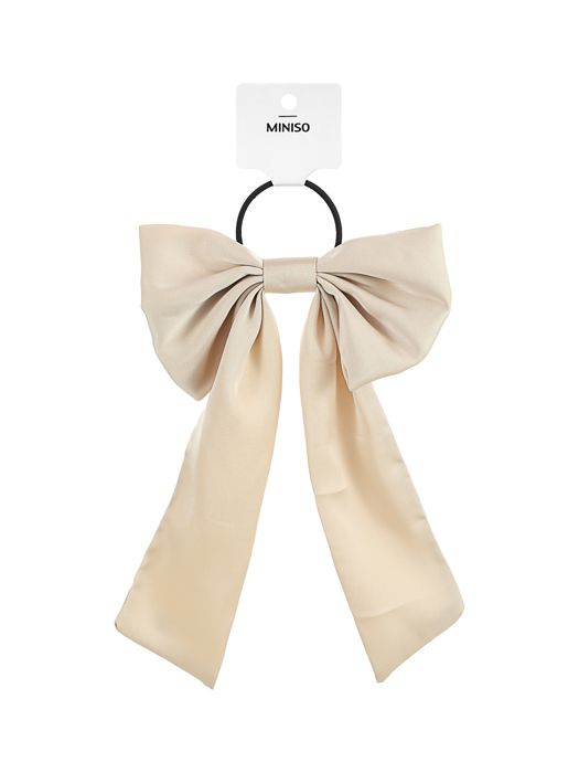 Élastique à cheveux avec grand ruban nœud papillon (blanc)