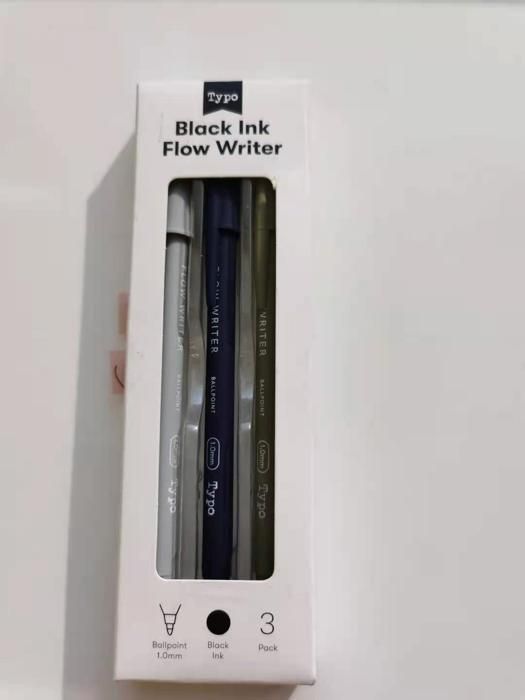 Stylos à bille de 0,7 mm, 3 pièces (gris et bleu et vert, encre bleue)