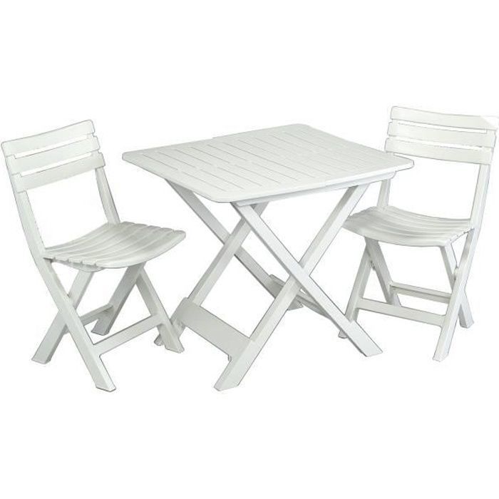 Ensemble table et chaises Camping - Pour 2 personnes - Blanc [test]