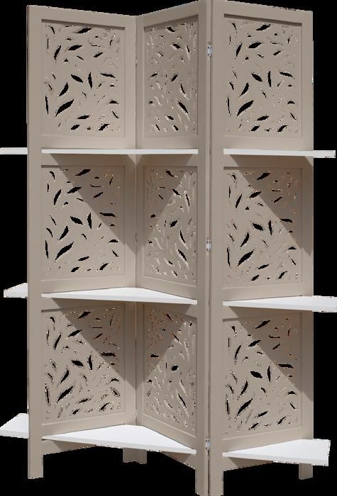 PARAVENT +3 ETAGERES DECO TAUPE 112X175 CM