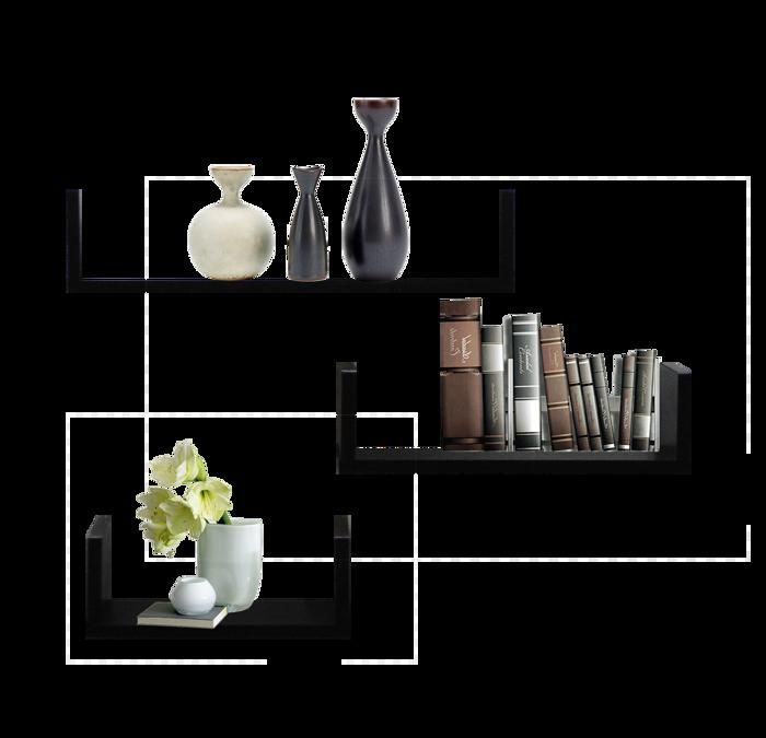 ETAGERE TRIO CL NOIR  50/40/30 CM