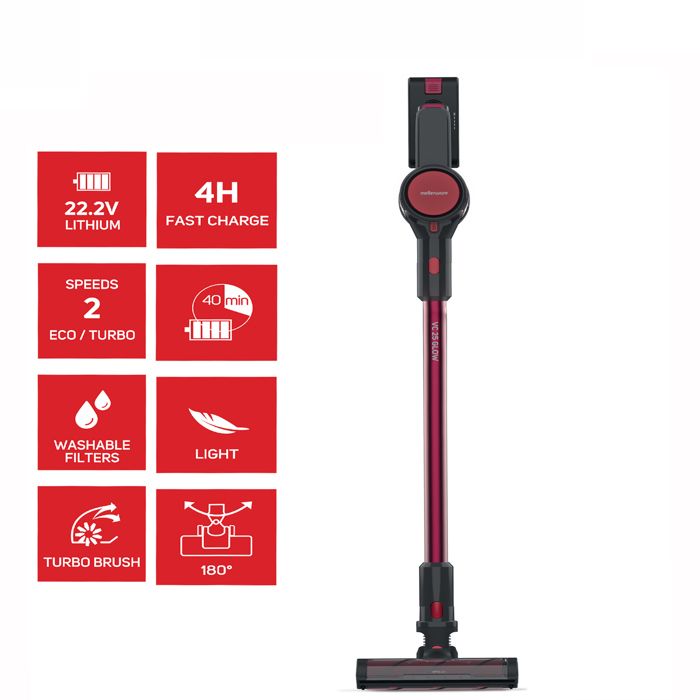 Aspirateur balai sans fil 3en1VC 25GLOW  Autonomie 45 min,22,2V 2 vitesses,LED