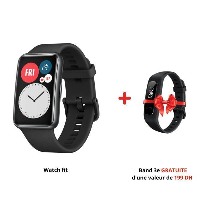 HUAWEI MONTRE - WATCH FIT Black + Huawei Band 3e Gratuite