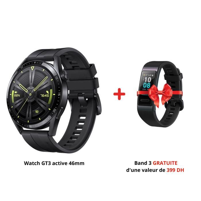 HUAWEI  MONTRE - WATCH GT3 ACTIVE 46 mm + Huawei Band 3 Gratuite