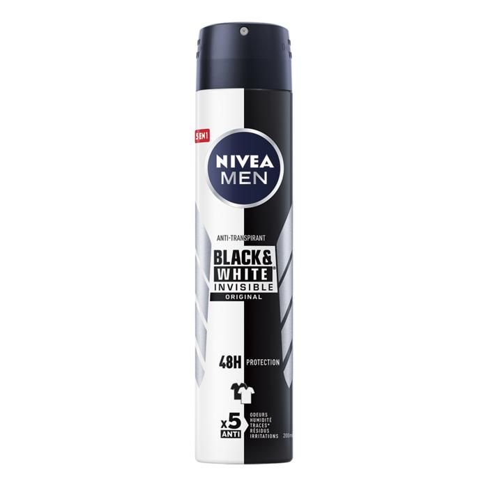 NIVEA MEN,  Déodorant Homme Black & White Original, Spray 200ml